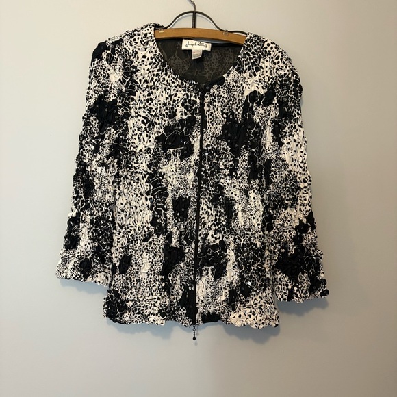 Joseph Ribkoff Women's 16 Textured Stretchy Sequin Embellished Zip Front Jacket - Picture 1 of 7